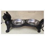 Metal cat food and water bowl