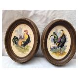 Vtg T.C. Morris style roosters framed prints