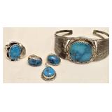 5 pc Sterling Silver Turquoise Jewelry Set