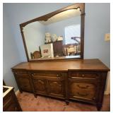 Vintage solid wood dresser with mirror