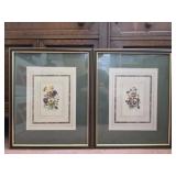 Pair of framed floral prints