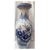 Blue & white chinoiserie porcelain floor vase