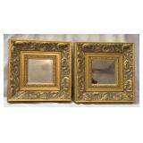 2 vtg soild wood gold gilded framed mirrors