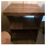 Faux wood microwave cart on wheels