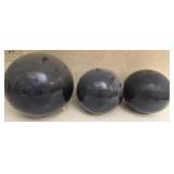 Lot of 3 blue ceramic decor balls