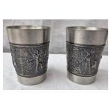 Lot of 2 Vintage German pewter cups