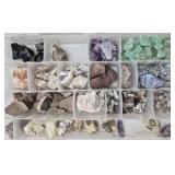 Sorted mineral & crystal specimen collection box