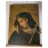 Religious Picture w Brass Cross