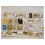 Case of Gold Metal Jewelry Making Loops Beads Etc