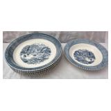 5 Vintage Royal China Currier & Ives soup bowls