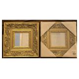 Pair of square gold gilded wall mirrors