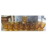 17pc set of orange fostoria glasses