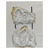 Pair of Natural Quartz Geodes with Druzy Crystals