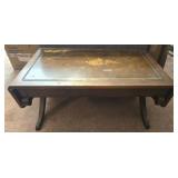 Vintage Leather top coffee table AS IS