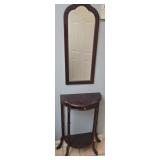 Small Dark wood entry table and mirror