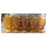 Set of 10 orange american fostoria glasses