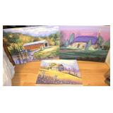 Lot of 3 Paintings on Canvas Local Artist