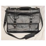 Black Leather Laptop Business Bag
