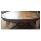 Leather top oval coffee table AS IS