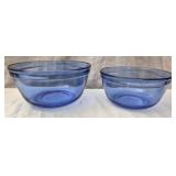2 Vtg Anchor Hocking cobalt blue glass bowls
