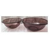 2 Vintage Pyrex Cranberry nesting mixing bowls
