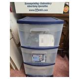 3 drawer plastic container with contents