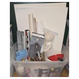 Large Tote Full of Posters Paint Brushes & More