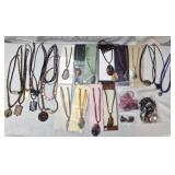 Lot of hand made stone necklaces & more