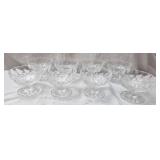 8 Crystal Longchamp style footed dessert bowls