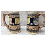 2 vintage Japanese made ceramic beer steins