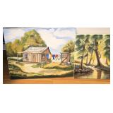 Lot of 2 Painting on Canvas By Local Artist