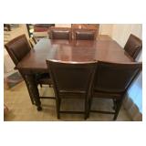 Dark wood table and 6 chairs AS IS