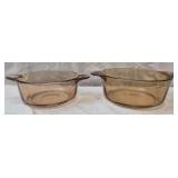 Vtg Corning Ware Visions amber glass dishes