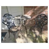 Set of 3 metal table and chairs