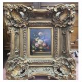Large gold gilded framed painting on board