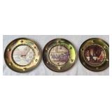 3 vtg pressed brass foil art wall plates