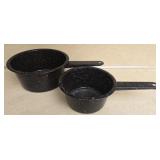 Lot of 2 speckled enamel pots