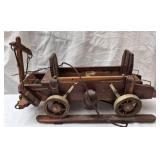 vintage handcrafted wooden wagon lamp
