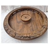 Vintage hand carved wooden lazy susan
