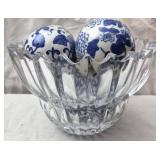 Mikasa Ice Palace Crystal Bowl Blue & White Balls