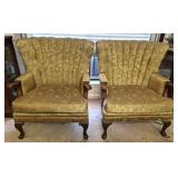 Pair of Vintage channel-back upholstered armchairs
