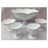 Vtg 5 pcs Colony Harvest Milk Glass Serving Set