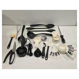 Lot of Plastic Kitchen Utensils Measuring Cups Etc