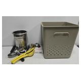 Estate lot of staineless steel items and basket