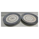 Set of 10 blue and white plates