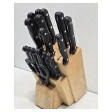 Wooden Knife Block with Knives
