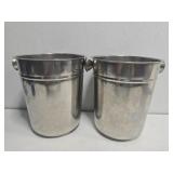 Pair of stainless steel buckets