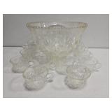 Crystal punchbowl and cup set