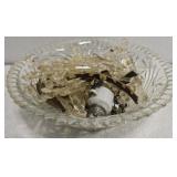 Crystal bowl and plastic pieces