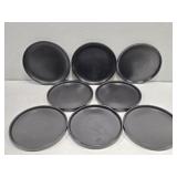 Set of 8 Black Stone + Lain Stoneware Plates